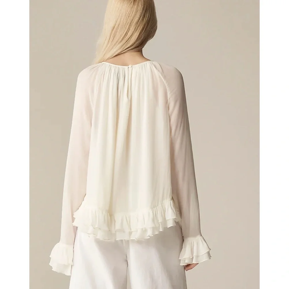 J. Crew Collection Ruffle Top in Viscose Chiffon
